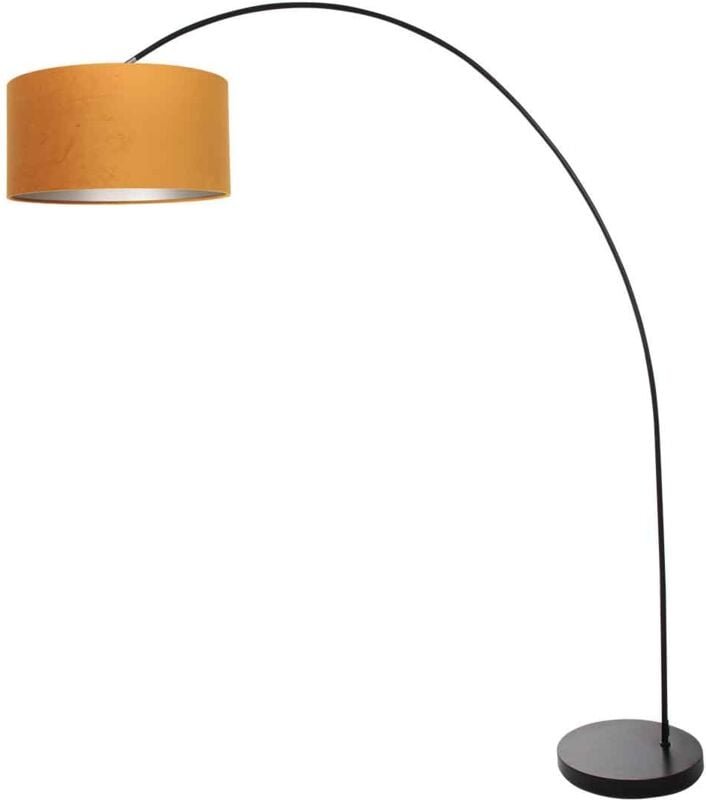 Mexlite - stehlampe - Solva - schwarz - metall stoff - bogenlampe