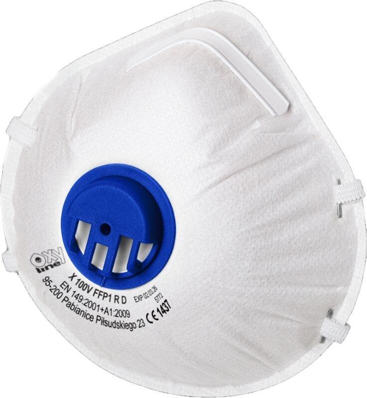 FFP1-Filtermaske mit Ventil Oxyline X 100 V FFP1 RD weiß 1 Stück.