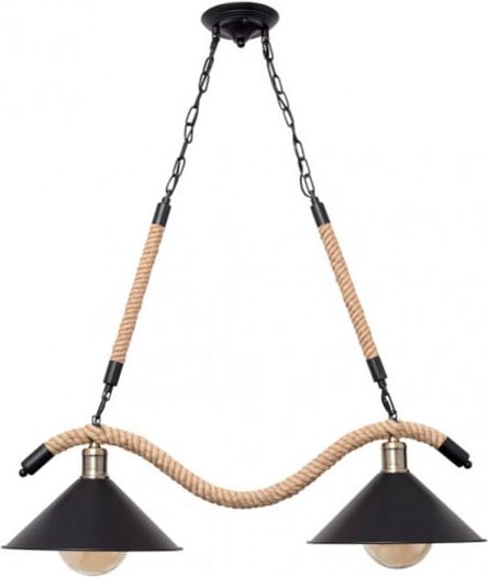 Cape Lampe 2xe27 schwarz Seil de Hanf regx80x22 cm