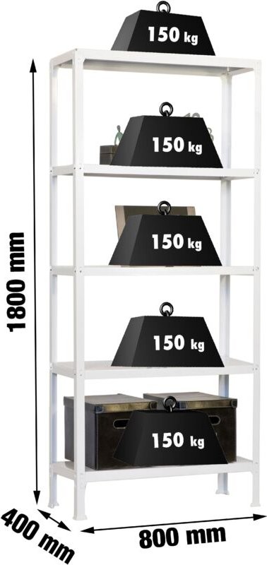 Simonrack Metallregal weiß 1800x800x400 mm