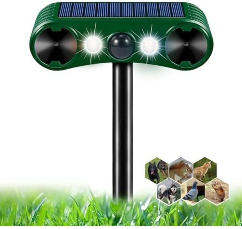 Ultraschall Katzenabwehr, Solar Katzenabwehr 2 Modi, Wasserdichte Outdoor Katzenabwehr mit LED Licht und Bewegungsmelder...