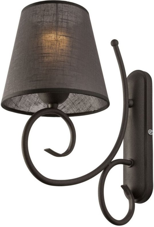 Lamkur Lighting - Lamkur Lorenzo Wandleuchte mit Stoffschirm Anthrazit, 1x E27