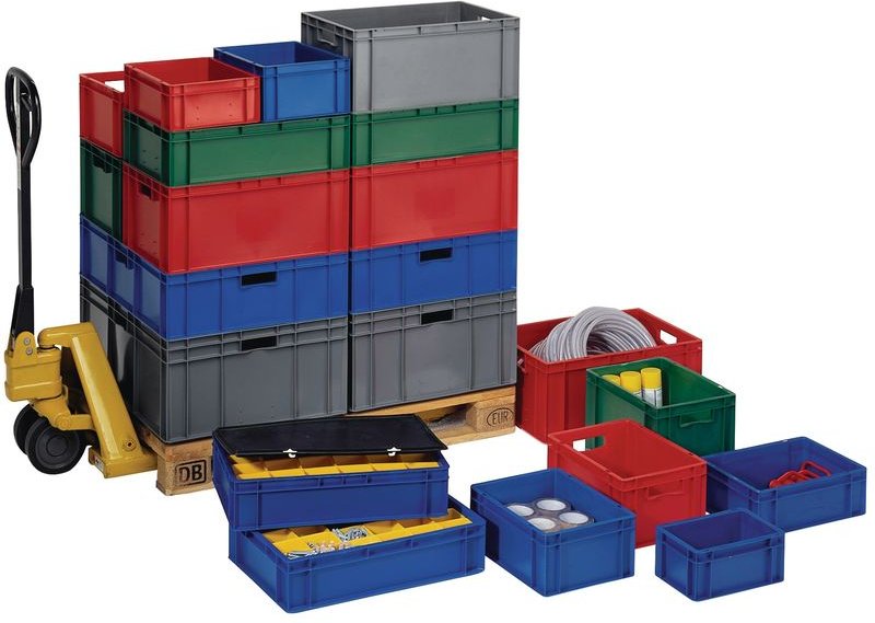 Transportstapelbehälter L600xB400xH145mm blau pp Seitenwände geschl. La-ka-pe