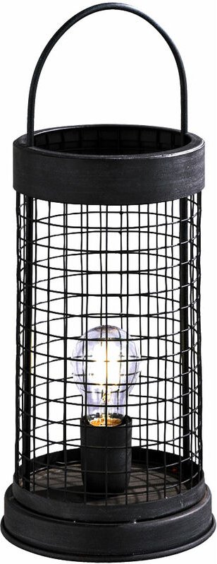 Fischer Leuchten - Vintage Design Beistell Nacht Tisch Leuchte schwarz Wohn Zimmer Deko Beleuchtung Lese Gitter Lampe FH...