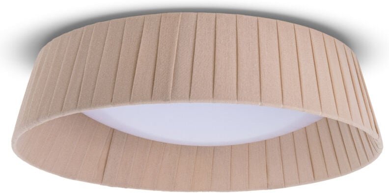 Paco Home - Deckenlampe Esstisch Deko Wohnzimmer Modern Büro Rund Lampenschirm Stoff E27 Beige, Ø37cm