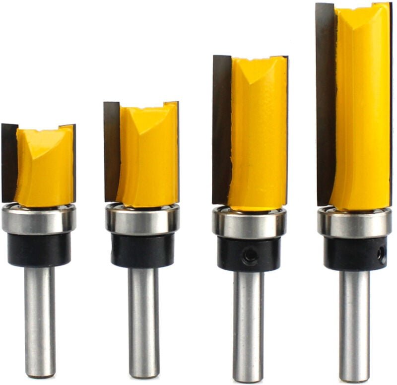 Fräser-Set für Oberflächenmuster, 8 mm Schaft, Bündigfräser, Fräser für die Holzbearbeitung, 4er-Pack