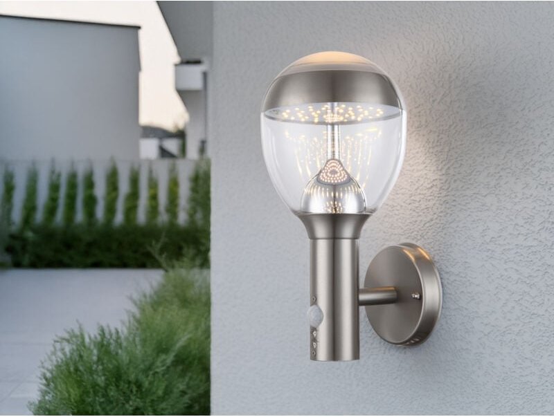 Thumbnail - 11,5 Watt led Außen Wand Leuchte Bewegungsmelder Edelstahl klar Garten Globo 34250S callisto