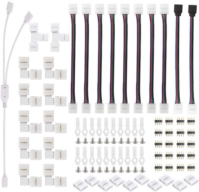 Streifenverbinder, LED-Lichtstreifen-Anschlusssatz, mit 4-poligen Steckern, L-förmigen LED-Anschlüssen, RGB 5050 LED-Str...