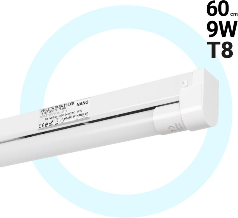 Kit LED-Röhrenhalterung + LED-Röhre T8 - 9W - 60cm