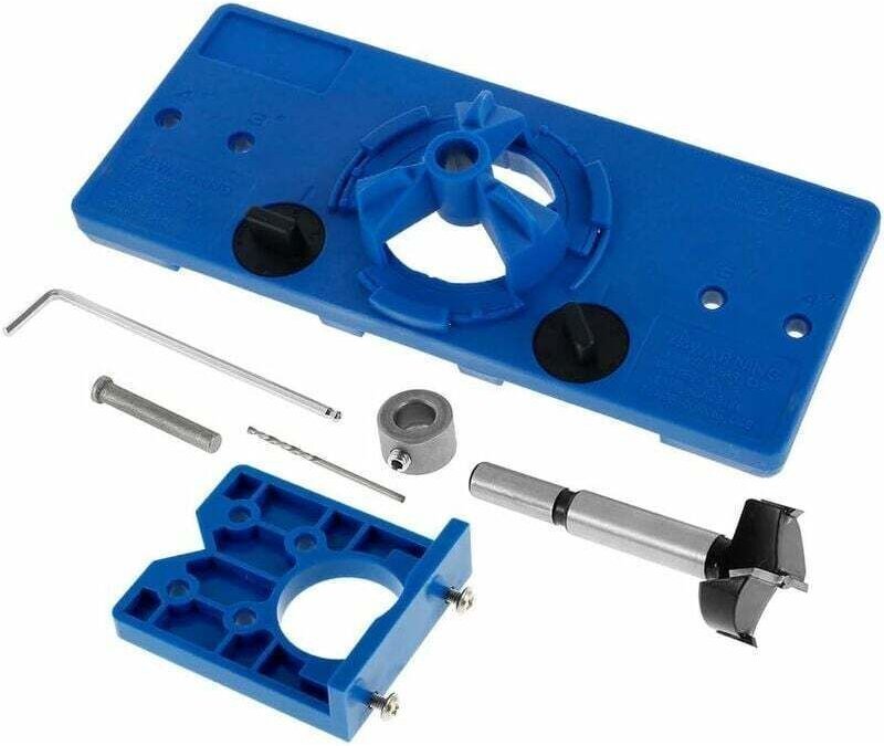35-mm-Bohrschablone für unsichtbare Scharniere und 35-mm-Bohrset für Scharniere mit 35-mm-Bohrer, Tiefenanschlag und Inn...