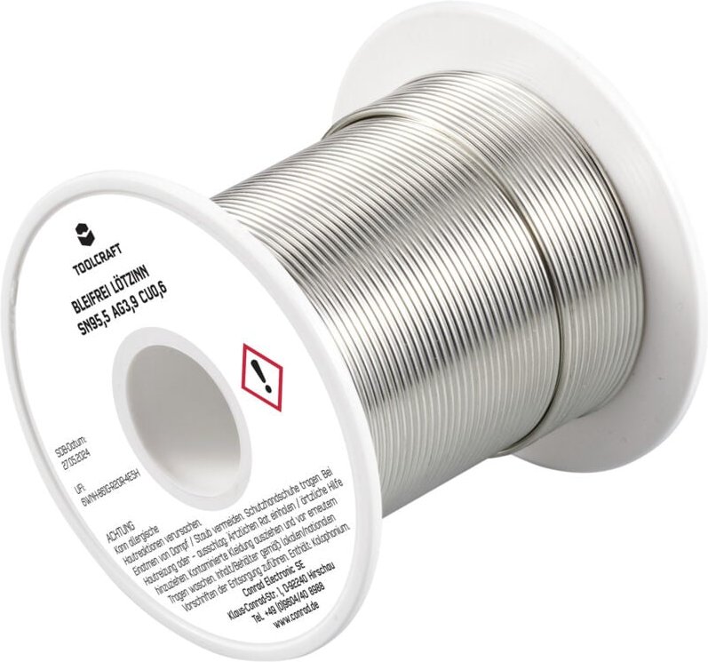 Toolcraft - TO-9503319 Lötzinn, bleifrei Spule Sn95,5Ag3,9Cu0,6 ROL1 100 g 1.2 mm