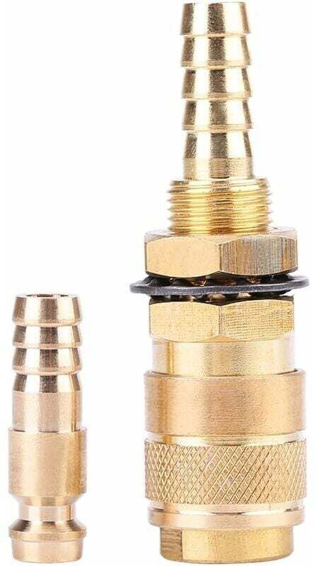 M8 Refroidi à l'eau et Adaptateur de Gaz Raccord de Tuyau en Laiton Rapide pour Torche de Soudage MIG TIG(laiton)