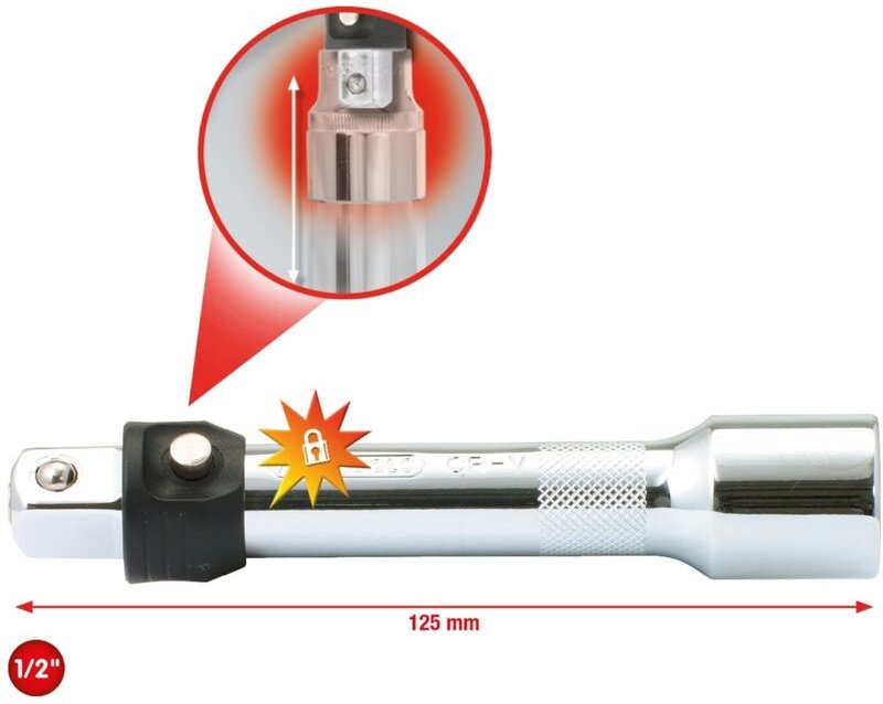 1/2' CHROMEplus Verlängerung mit Verriegelung, 125mm