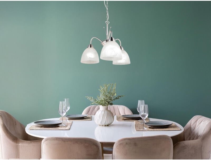 LED Pendelleuchte 3-flammig mit Glas Lampenschirmen Weiß, Ø 43cm