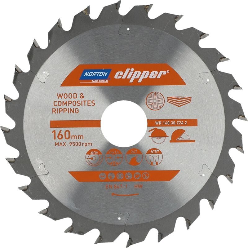 Thumbnail - Klinge de Hartmetall de flow 160 x 2.6/1.6x30 Z24 Norton CLIPPER 70184608043