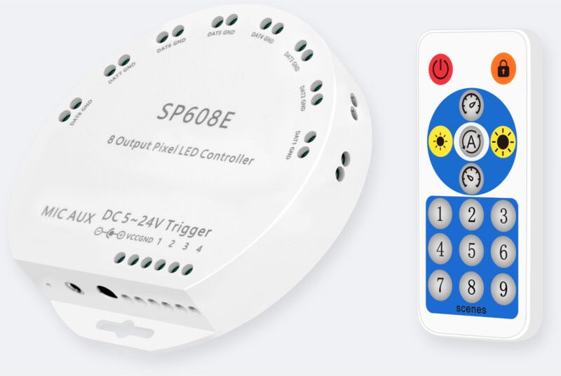 Controller Dimmer für 8 led Streifen rgb Digital spi 5-24V dc mit rf Fernbedienung und App rgbic