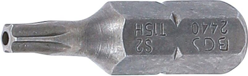 Bit Länge 25 mm Antrieb Außensechskant 6,3 mm (1/4') T-Profil (für Torx) mit Bohrung T15