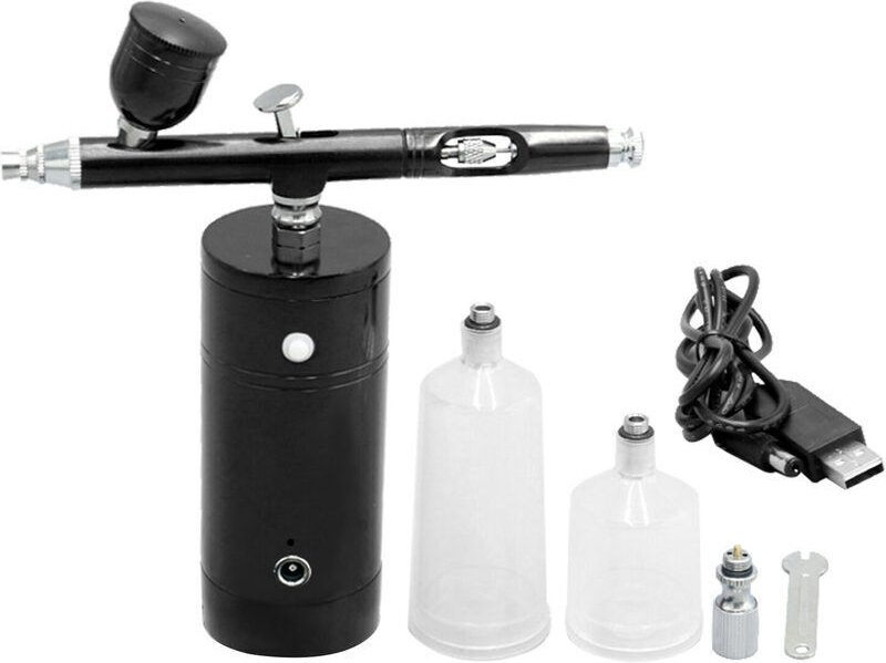 Wiederaufladbares Airbrush-Set per USB, tragbare Airbrush-Kompressor-Sprühpumpe, handgeführte Dual-Action-Airbrush-Pisto...