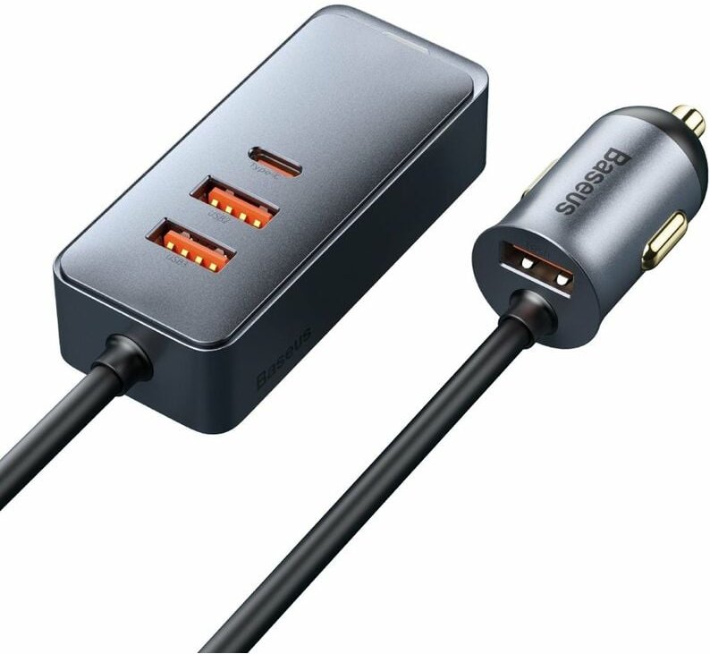 Autoladegerät 3x USB / USB Type C 120W PPS Quick Charge Power Delivery grau