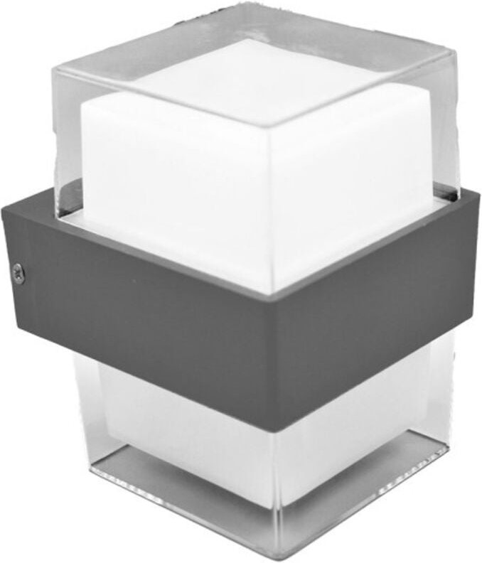 Fabrilamp - Wandleuchte außen 8w 3000k tucan grau ip44 500lm 13,3x9,5x10,5 cm