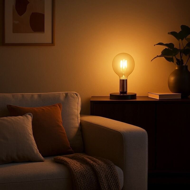 KARL E27 Tischleuchte in Kupfer und Schwarz mit Kabel und Schalter