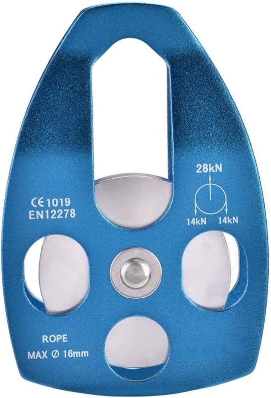 Seilzugrolle, 28-kN-Rollenblock aus Aluminiumlegierung, Hochleistungs-Einzelseil-Rollenblock zum Klettern mit 16 mm Seil...