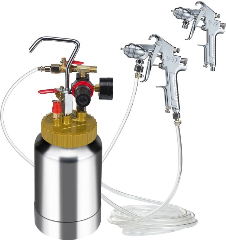 Mophorn - 2L Luftfarbdruckbehälter, 0,5 Gallonen leichte Farbspritzpistole mit 1,8 mm Düse, 3 m Schlauch für Heim, Archi...