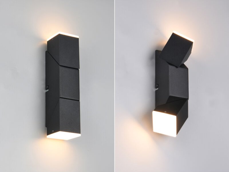 Led Wandleuchte raglan für innen schwenkbar Schwarz, Höhe 17cm