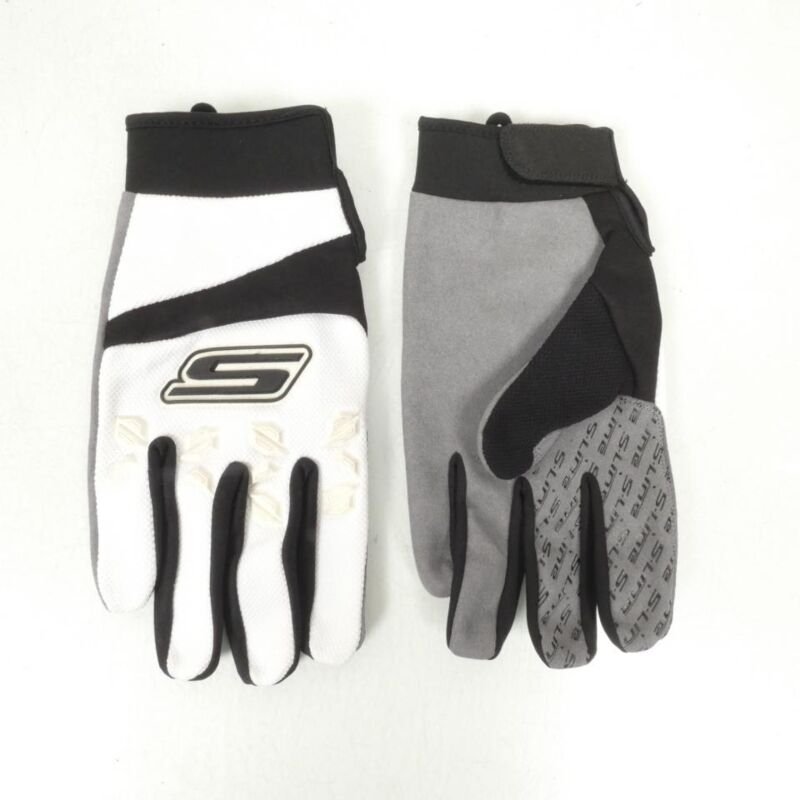 Paar Handschuhe für MTB Motorrad Cross Textil weiß schwarz s-line