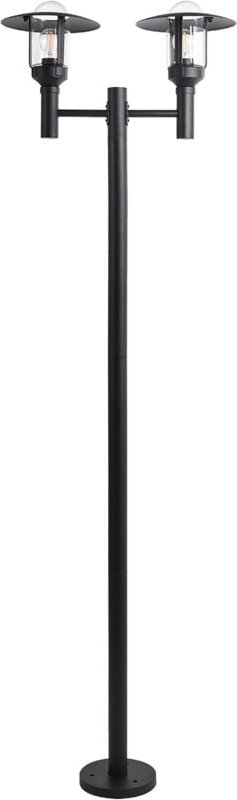 Außenlaterne Schwarz aus Aluminium 2 Flammig 2 Lampen Mastleuchte Stehleuchte Außenleuchte Gartenlaterne Outdoor Moderne...