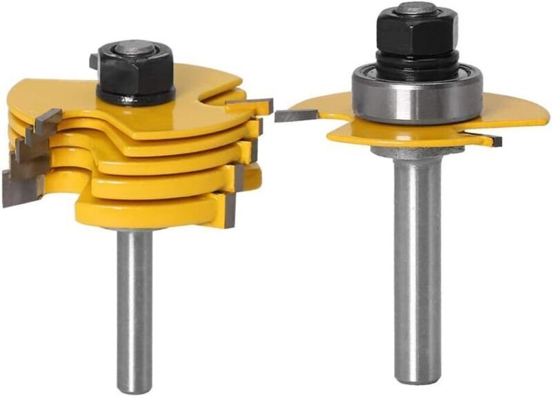 8-mm-Verstellbarer 3-Flansch-Fräser-Satz, Nutfräser, Holzfräser, Tischlerbohrer, T-förmiger Fräser mit 6 Schneidklingen ...