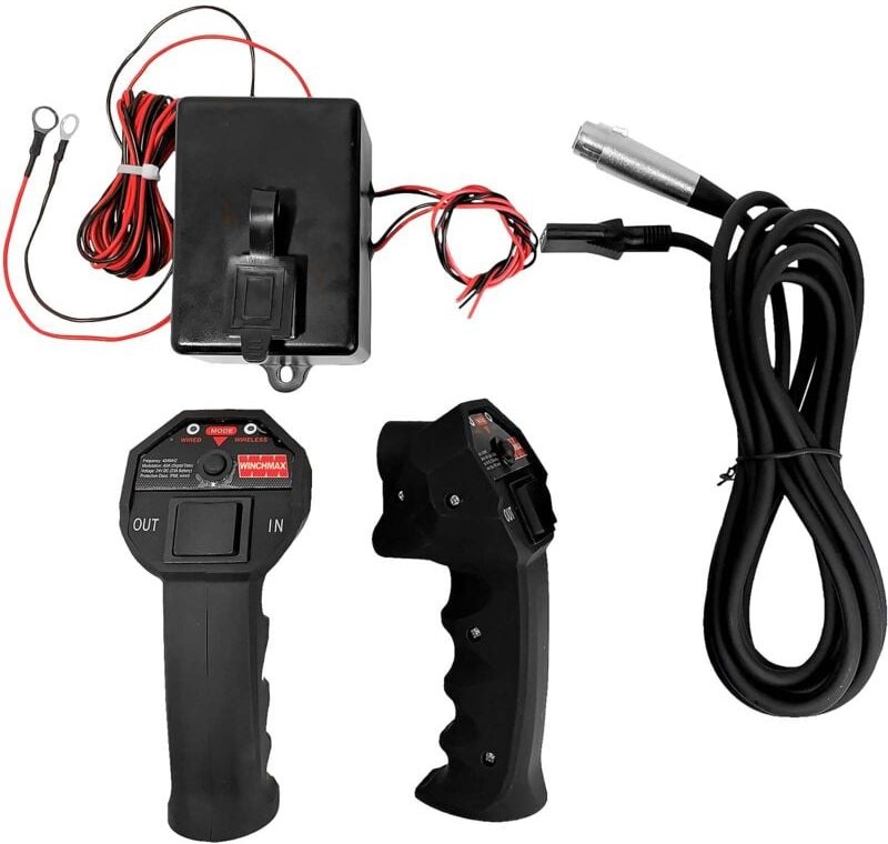 Drahtlose 12-V-Fernbedienungen mit Seilwinde, zwei SL-Handgeräte, große Reichweite mit Gehäuse.
