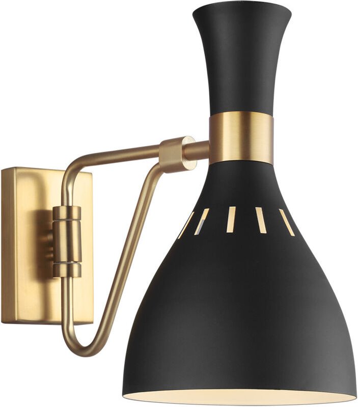 Joan 1 Licht Wandleuchte, Mitternachtsschwarz, brüniertes Messing, E27 - Elstead