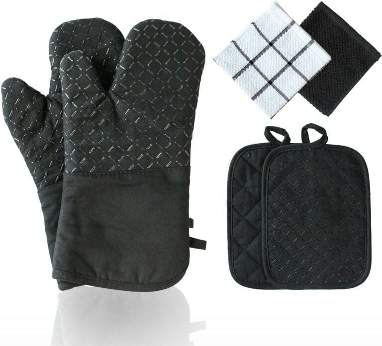 Ofenhandschuhe, Topflappen, Ofenhandschuhe, Kochhandschuhe, Küchenhandschuhe - Fäustlinge 4er Set Hitzebeständig