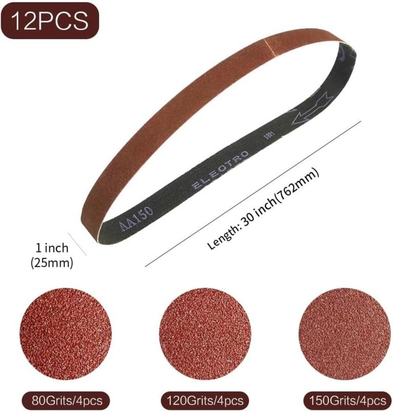 Thumbnail - Schleifband 25 x 762 mm Schleifband - Gemischtes Schleifbandset (4 x 80/120/150 Körnung) für Bandschleifer 12-teilig, Sc...