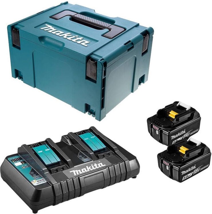 18V Li-Ion Energy Pack (2x5,0 Ah) mit Doppel-Ladegerät in MAKPAC - MAKITA 197629-2