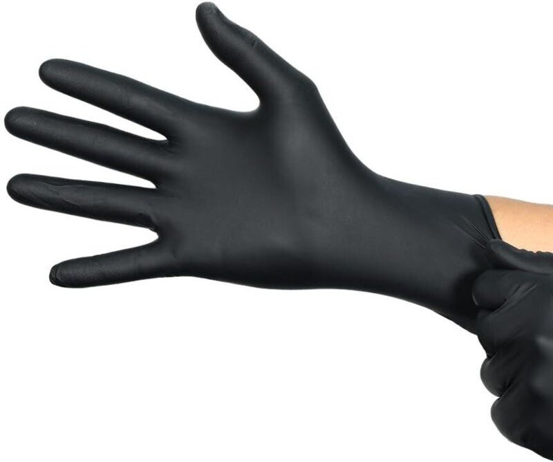 Packung mit 100 schwarzen Einweg-Nitrilhandschuhen, Größe XL – Dicke 0,16 mm – beständig gegen chemische und mechanische...