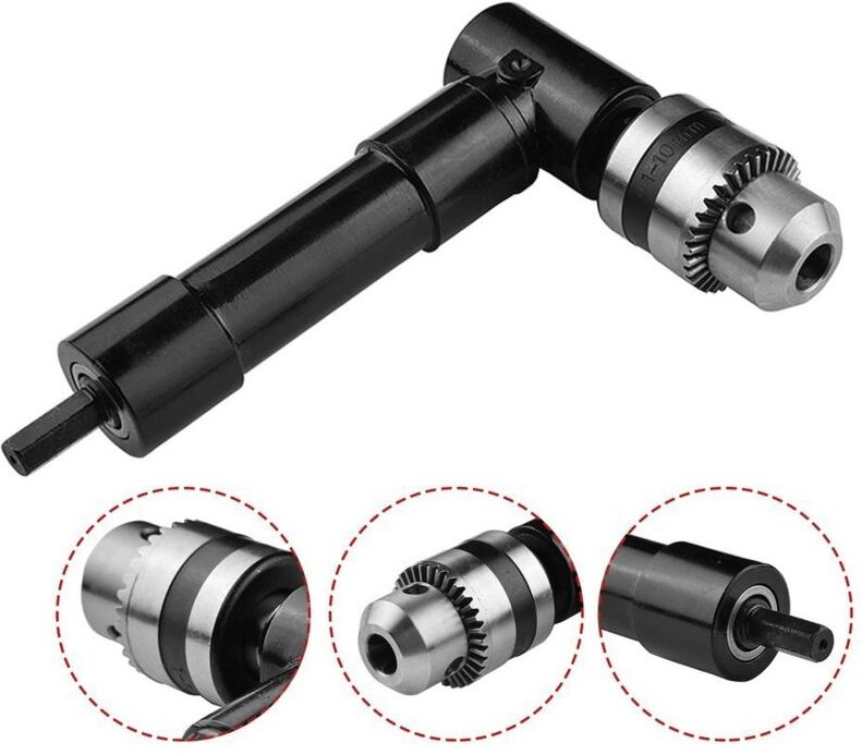 Winkelbohrfutter, 90°-Winkelbohrfutter mit Selbstspannung, 1–10 mm elektrischer Schaft, Bohrverlängerung, für Arbeiten i...