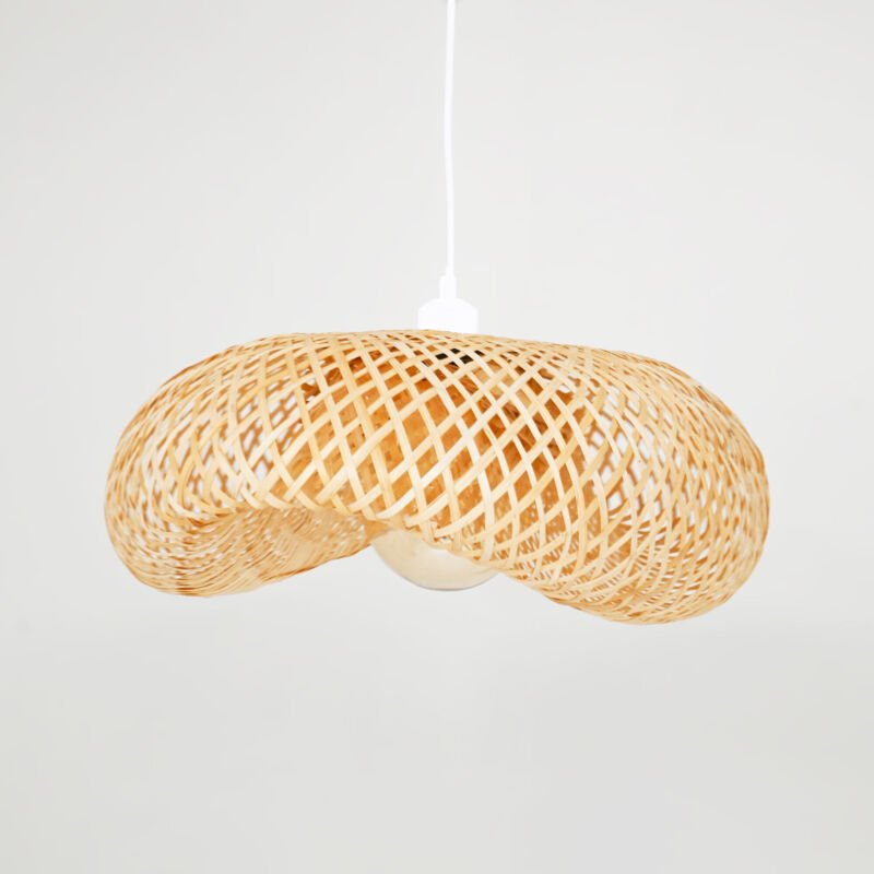 Hängeleuchte aus Rattan "FREY" - Mit Schalter und Stecker - E27