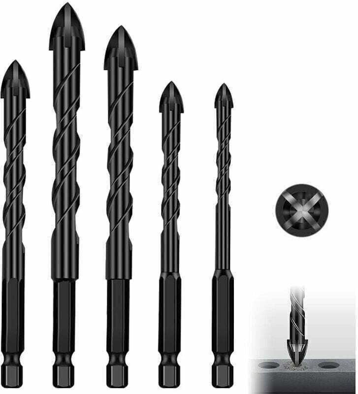 Fliesenbohrer, 5-teiliges Glas- und Keramikbohrer-Set, Fliesenbohrer für Mauerwerk, Kunststoff, Keramik, Beton, Glas, Sp...