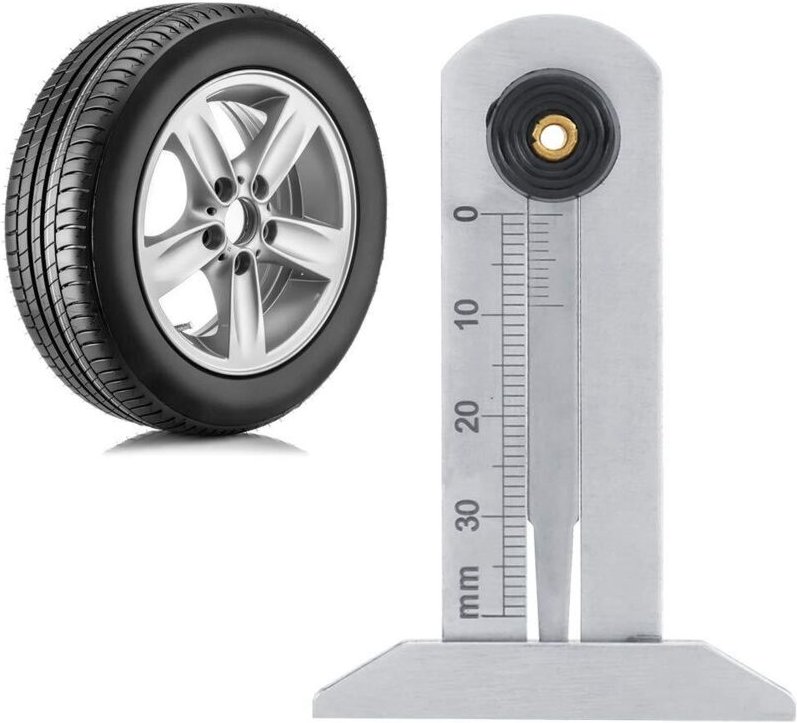 Reifenprofiltiefenmesser aus Edelstahl, Reifentiefenmesser, Reifensicherheitslineal, Reifenprofilmesser 0-30 mm für Auto...