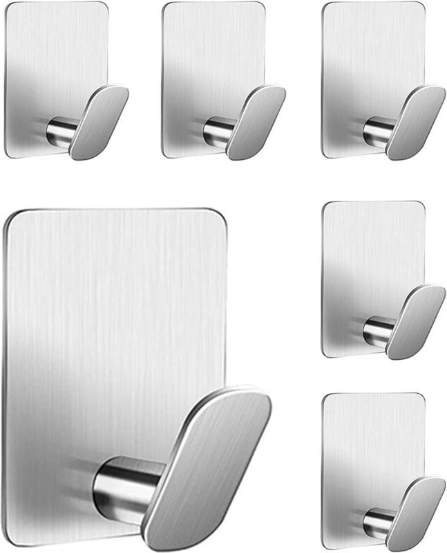6 Stück selbstklebende Wandhaken, selbstklebende Garderobe, Handtuchhalter, Badezimmer, Küche, Geschirrtuchhaken, selbst...