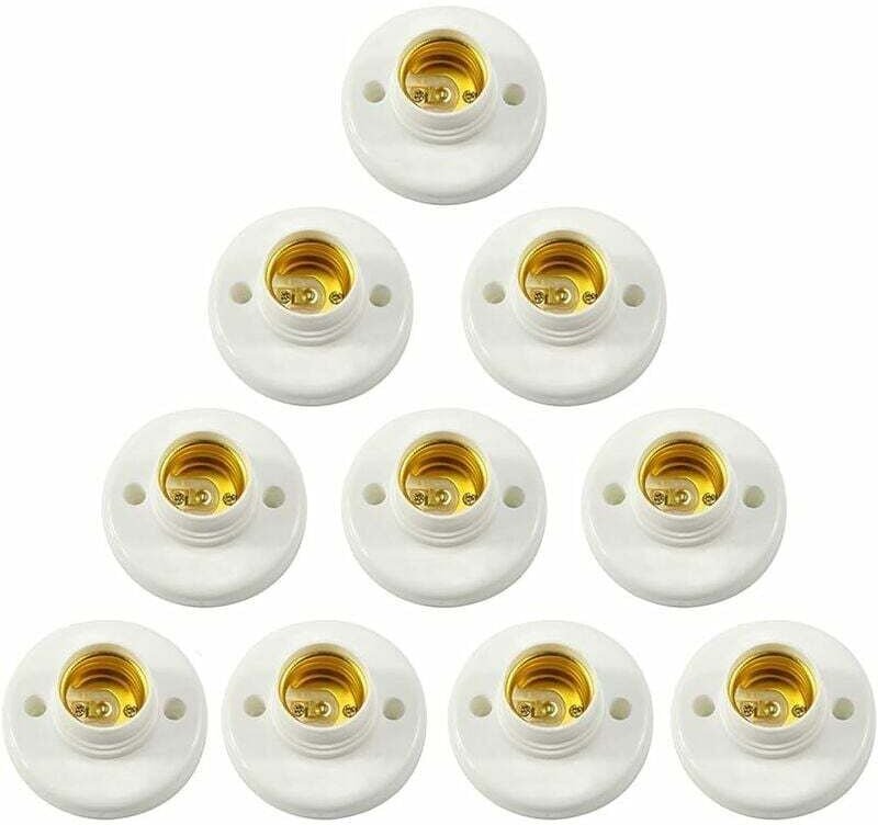 Aiperq - E27-Lampenfassung, Kunststoff-Schraubfassung, Wandmontage, LED-Lampensockel, Konverterhalter für E27-Glühbirne,...