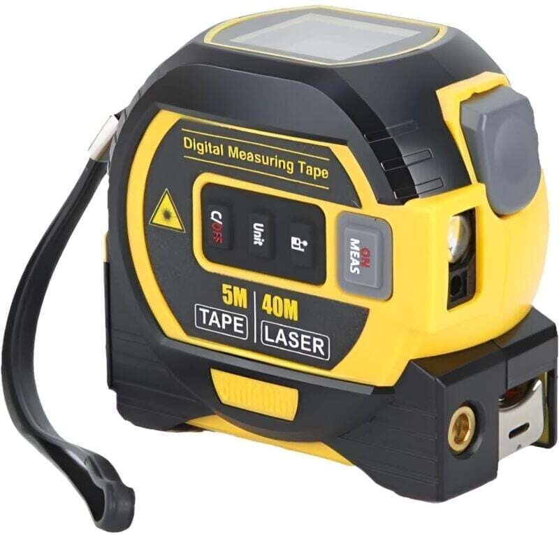3-in-1 digitaler Laser-Entfernungsmesser mit Fadenkreuz, 39 m digitaler Laser-Entfernungsmesser, 4,8 m Maßband mit hinte...