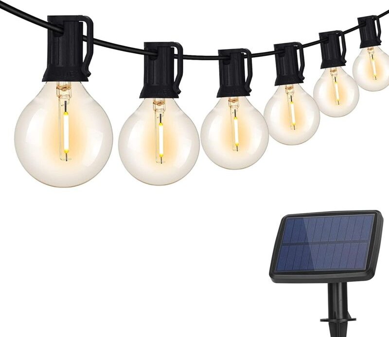 Solar-Lichterkette für draußen, 7,6 m, G40 led, 12+1 Glühbirnen, 4 Beleuchtungsmodi, IP65 wasserdicht, Solar-Lichterkett...