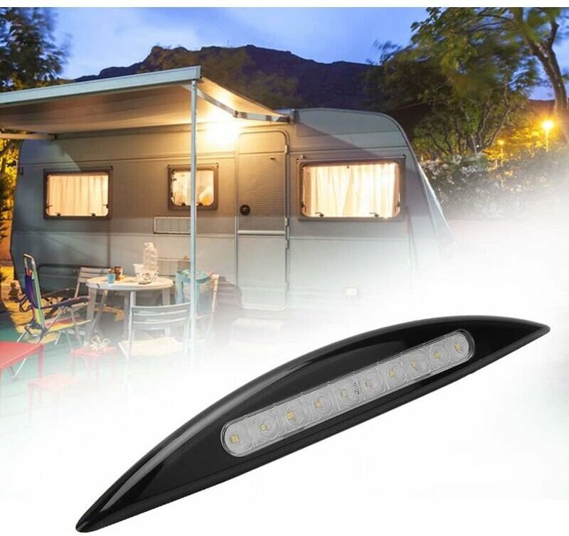 Vtizikl Lumière LED auvent étanche auvent pour caravanes RV et Bateau 12V 5W(Noir)