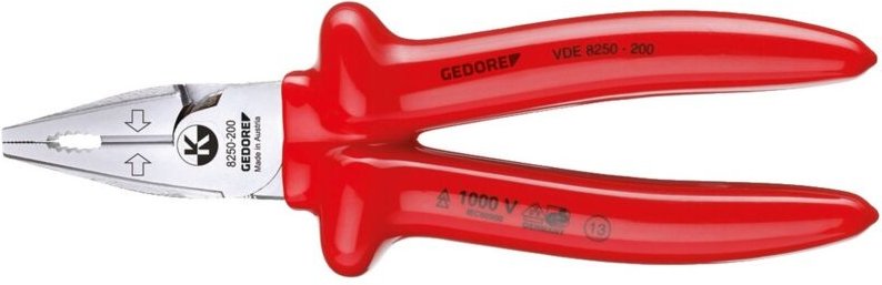 Vde 8250-200 VDE-Kraft-Kombinationszange mit Tauchisolierung 200 mm