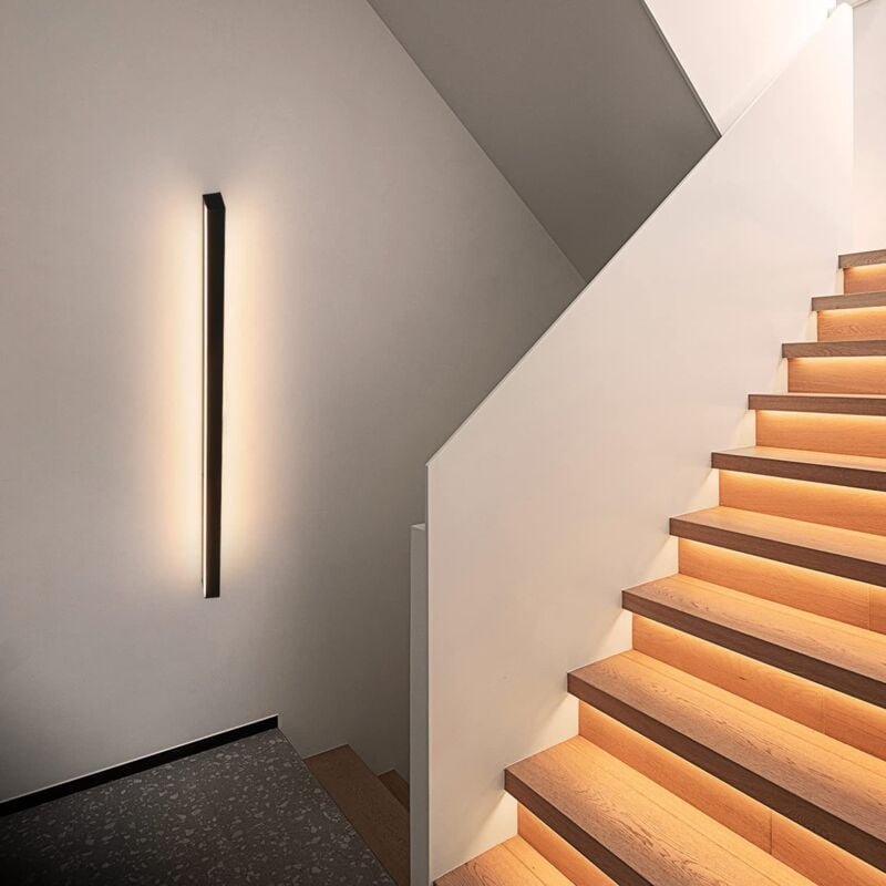 Thumbnail - LED-Wandleuchte für den Innenbereich – moderne 100 cm, 34 w, Flur, warmweiß, Flurlampe, Wohnzimmerlampe, schwarze Bettla...