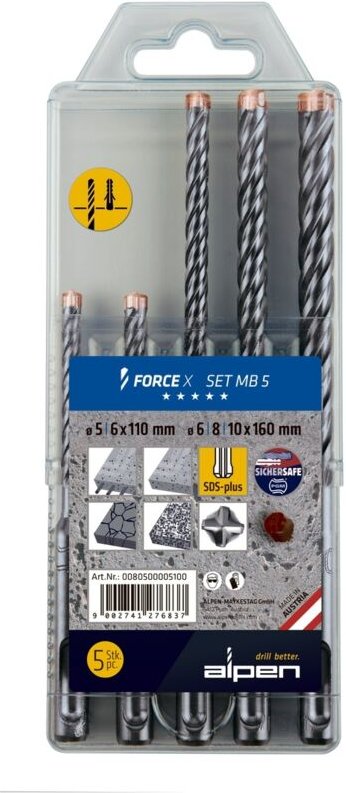 FP - Alpen ds+ force x mb 5 0080500005100 Beton-Spiralbohrer-Set 5teilig 1 St.