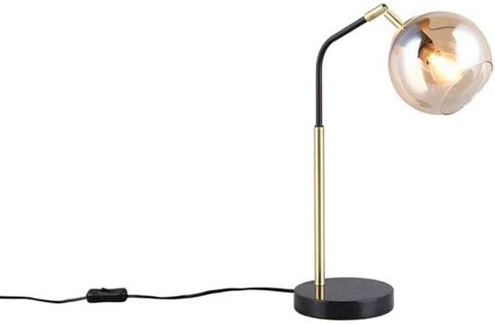 Tischleuchte Beistelllampe Leselampe Schwarz-Gold E14 Glaskugel H 45 cm